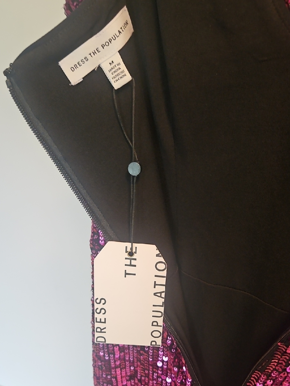 Dress the Population Black/Pink Evening Slip Dress Size M - Picture 6 of 9